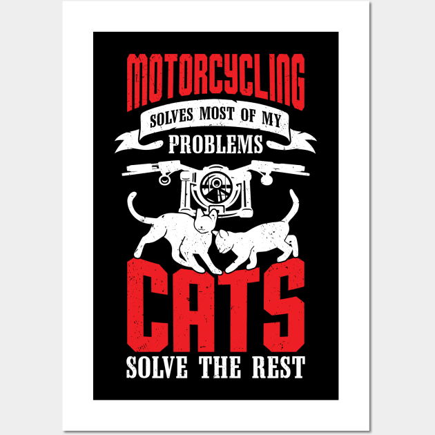 Motorbike Motorcycling Cat Lover Biker Gift Wall Art by Dolde08